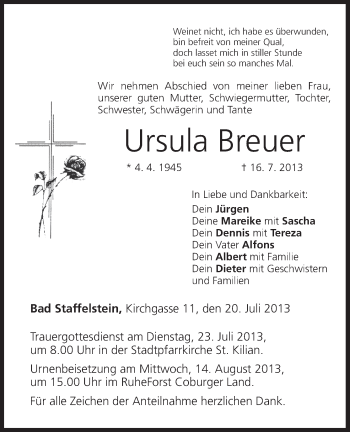 Anzeige von Ursula Breuer von MGO