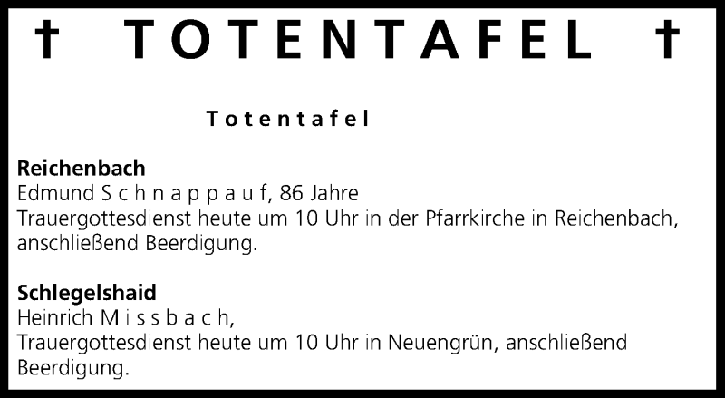  Traueranzeige für Totentafel vom 20.07.2013 vom 20.07.2013 aus MGO