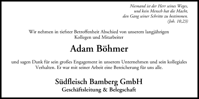  Traueranzeige für Adam Böhmer vom 23.07.2013 aus MGO