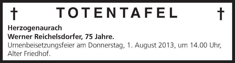  Traueranzeige für Totentafel vom 26.07.2013 vom 26.07.2013 aus MGO