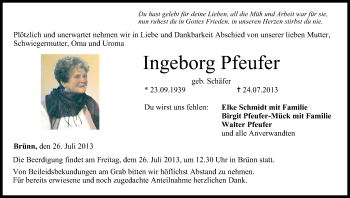 Anzeige von Ingeborg Pfeufer von MGO