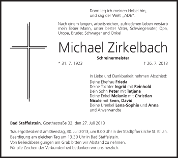 Anzeige von Michael Zirkelbach von MGO