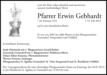 Anzeige von Erwin Gebhardt von MGO