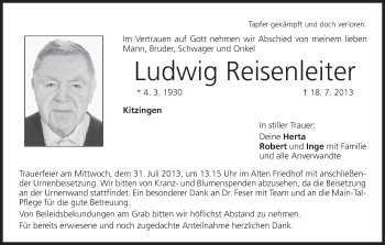 Anzeige von Ludwig Reisenleiter von MGO