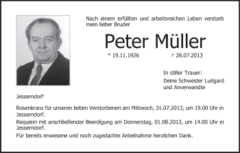 Anzeige von Peter Müller von MGO