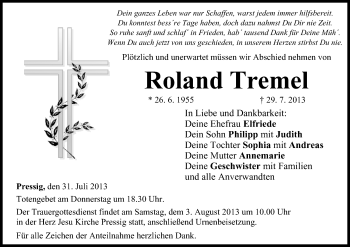 Anzeige von Roland Tremel von MGO