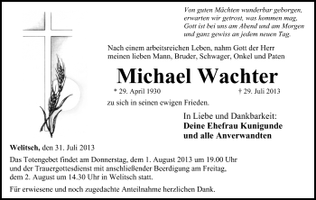 Anzeige von Michael Wachter von MGO