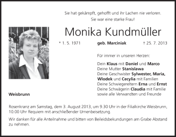 Anzeige von Monika Kundmüller von MGO