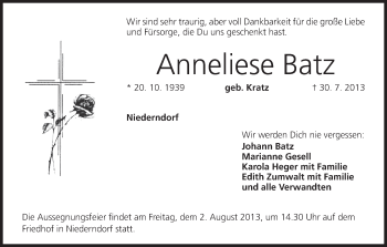 Anzeige von Anneliese Batz von MGO