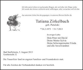 Anzeige von Tatiana Zirkelbach von MGO
