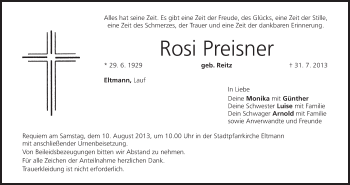 Anzeige von Rosi Preisner von MGO