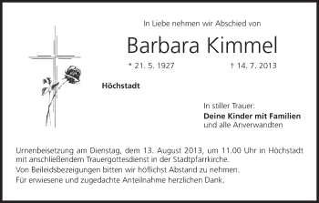 Anzeige von Barbara Kimmel von MGO