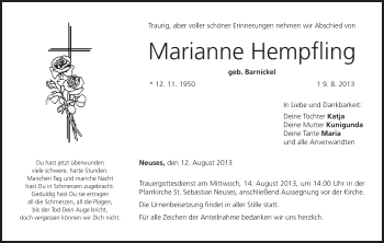 Anzeige von Marianne Hempfling von MGO