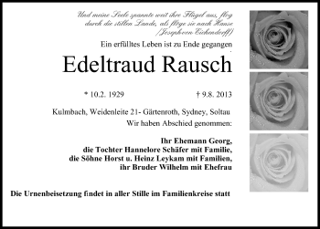 Anzeige von Edeltraud Rausch von MGO