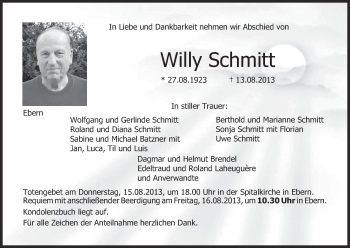 Anzeige von Willy Schmitt von MGO