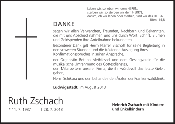 Anzeige von Ruth Zschach von MGO