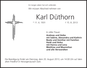 Anzeige von Karl Düthorn von MGO