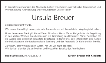 Anzeige von Ursula Breuer von MGO