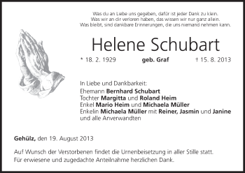 Anzeige von Helene Schubart von MGO