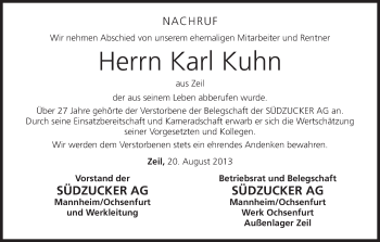 Anzeige von Karl Kuhn von MGO