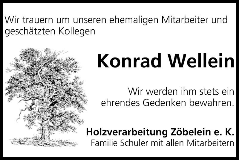  Traueranzeige für Konrad Wellein vom 24.08.2013 aus MGO