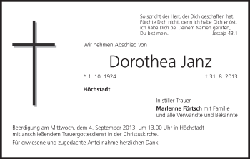 Anzeige von Dorothea Janz von MGO
