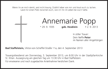 Anzeige von Annemarie Popp von MGO