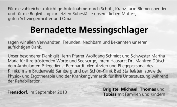 Anzeige von Bernadette Messingschlager von MGO