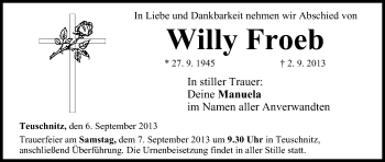 Anzeige von Willy Froeb von MGO