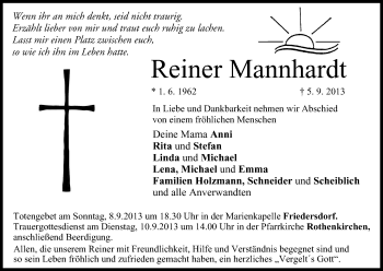 Anzeige von Reiner Mannhardt von MGO