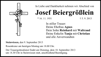 Anzeige von Josef Beiergrößlein von MGO