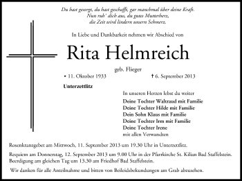 Anzeige von Rita Helmreich von MGO