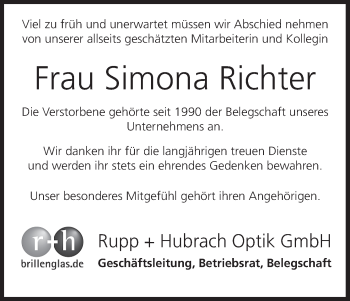 Anzeige von Simona Richter von MGO