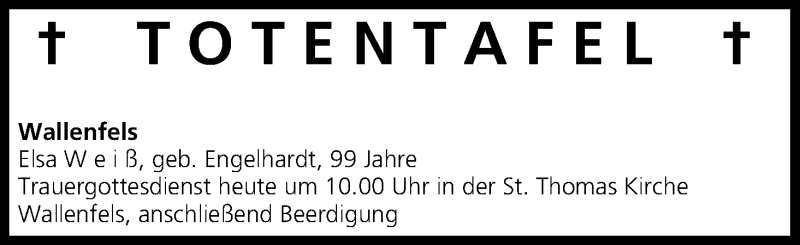  Traueranzeige für Totentafel vom 14.09.2013 vom 14.09.2013 aus MGO