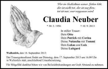 Anzeige von Claudia Neuber von MGO