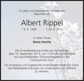 Anzeige von Albert Rippel von MGO