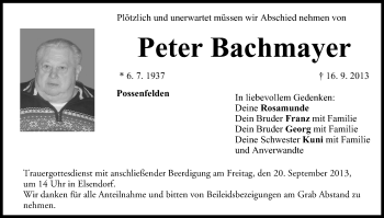 Anzeige von Peter Bachmayer von MGO