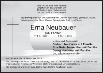 Anzeige von Erna Neubauer von MGO