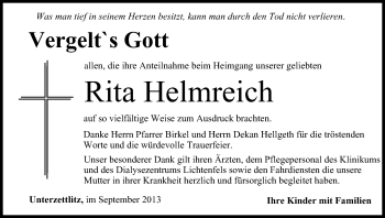 Anzeige von Rita Helmreich von MGO