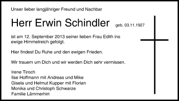 Anzeige von Erwin Schindler von MGO