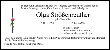 Anzeige von Olga Strößenreuther von MGO
