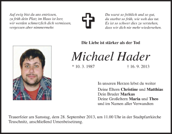 Anzeige von Michael Hader von MGO