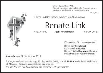 Anzeige von Renate Link von MGO
