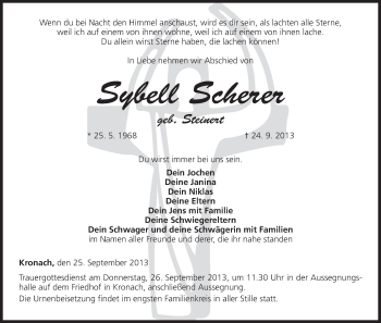 Anzeige von Sybell Scherer von MGO