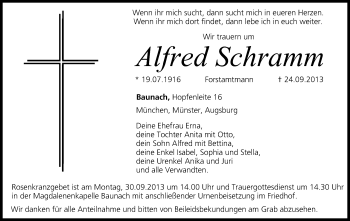 Anzeige von Alfred Schramm von MGO