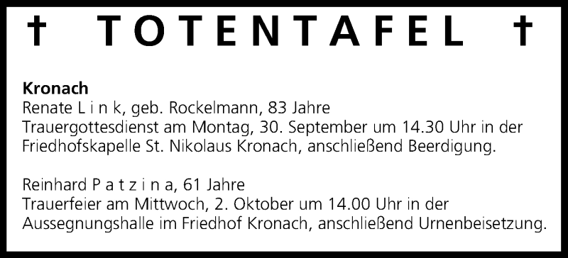  Traueranzeige für Totentafel vom 28.09.2013 vom 28.09.2013 aus MGO