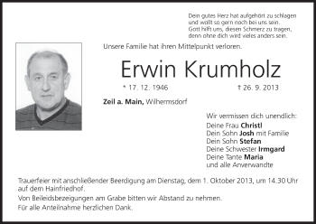 Anzeige von Erwin Krumholz von MGO