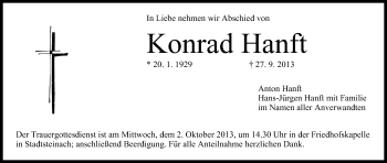 Anzeige von Konrad Hanft von MGO