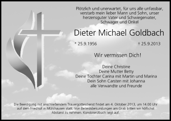 Anzeige von Dieter Michael Goldbach von MGO