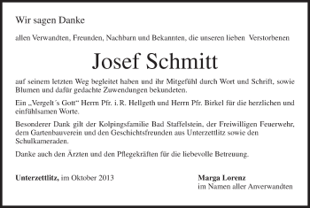 Anzeige von Josef Schmitt von MGO